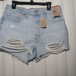Levi's Women's Distressed Light Blue Jean Shorts